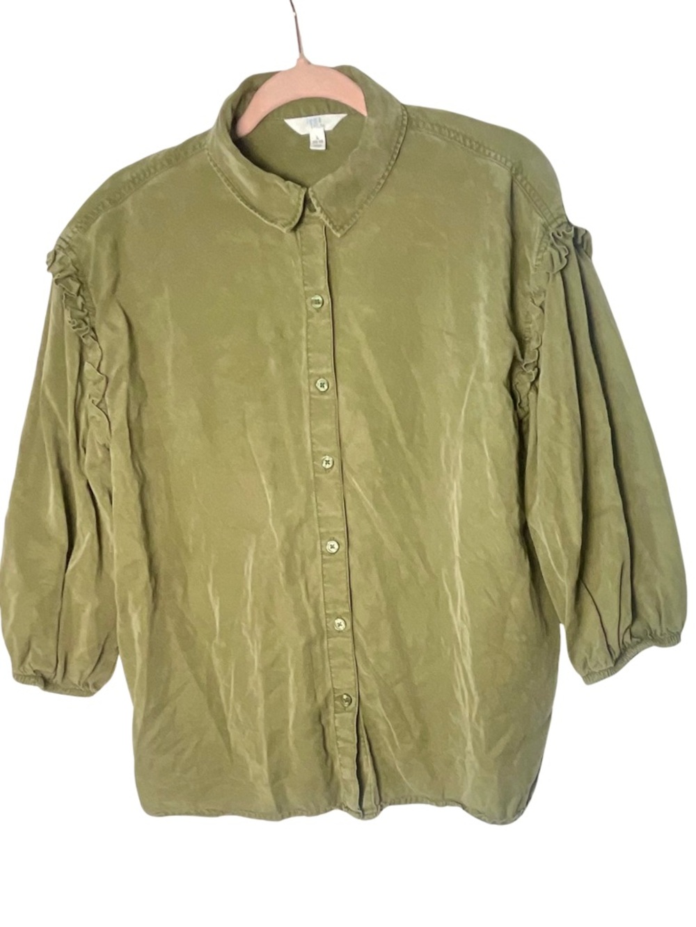 Ruffle-Sleeve Button-Front Western Blouse Women's size Large